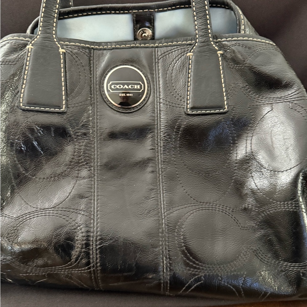 Coach Black Shoulder Bag with Glossy Finish